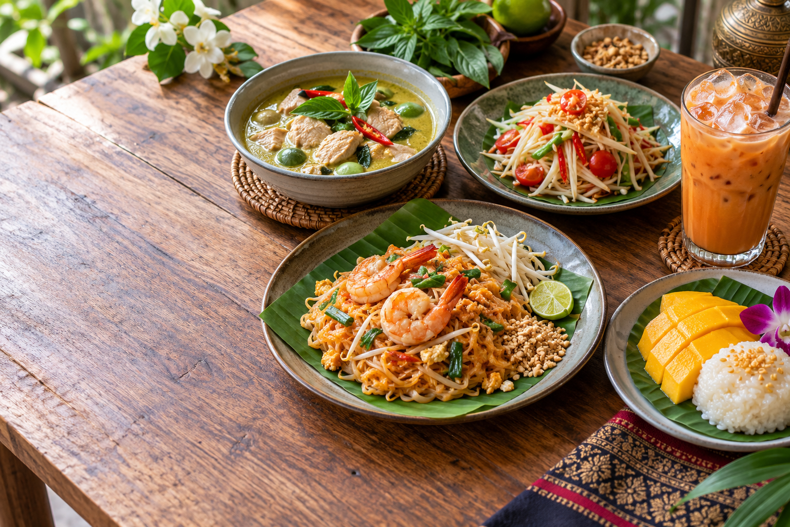 AI-generated serving illustration for Baan Basil Thai Kitchen