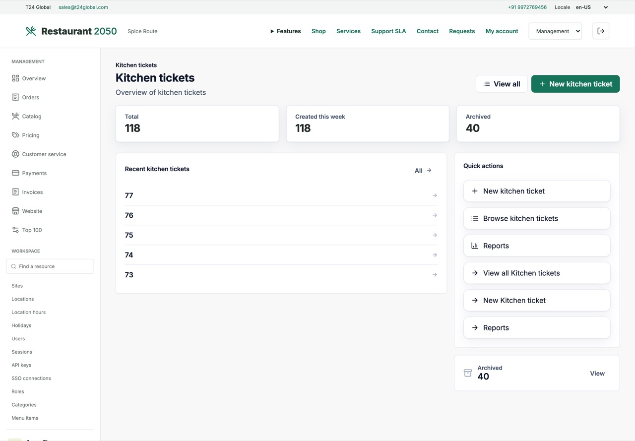 Kitchen tickets admin