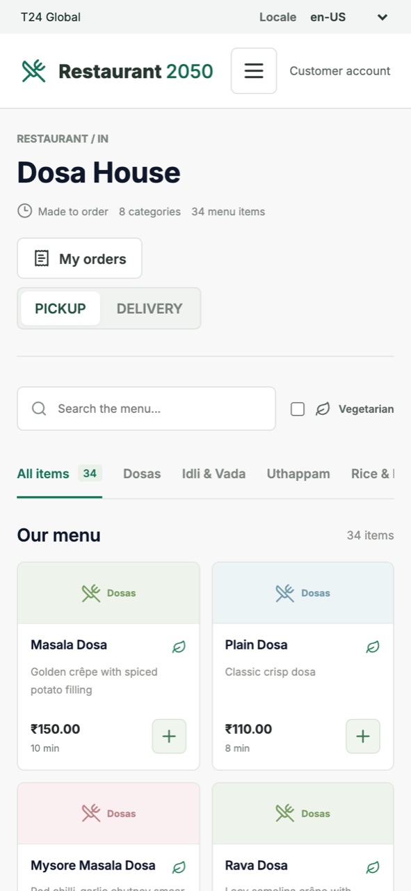 Mobile ordering storefront