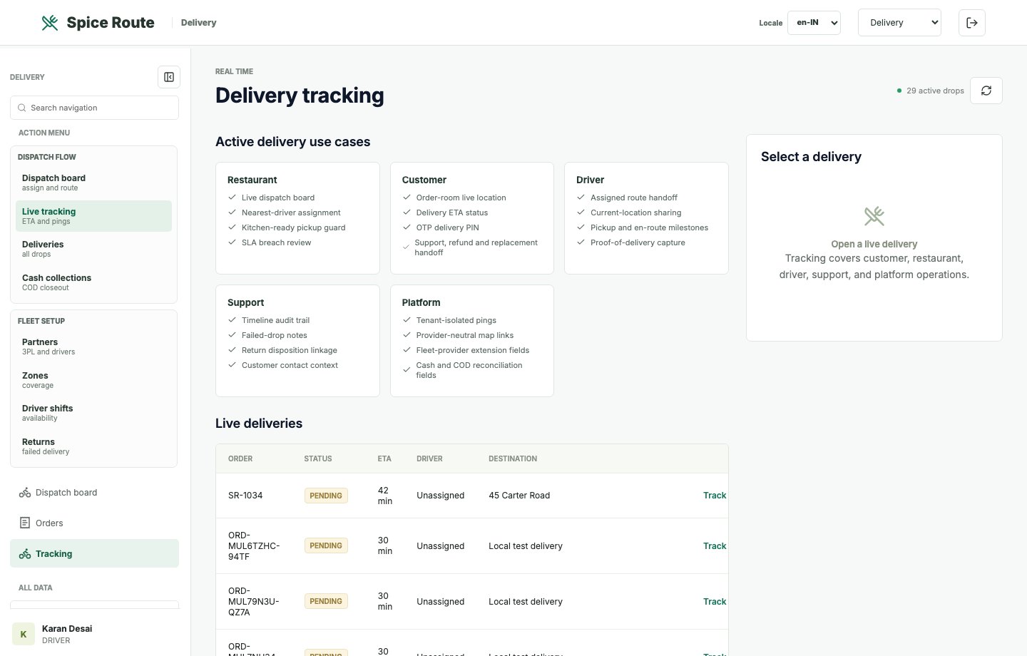 Restaurant 2050 Delivery tracking center
