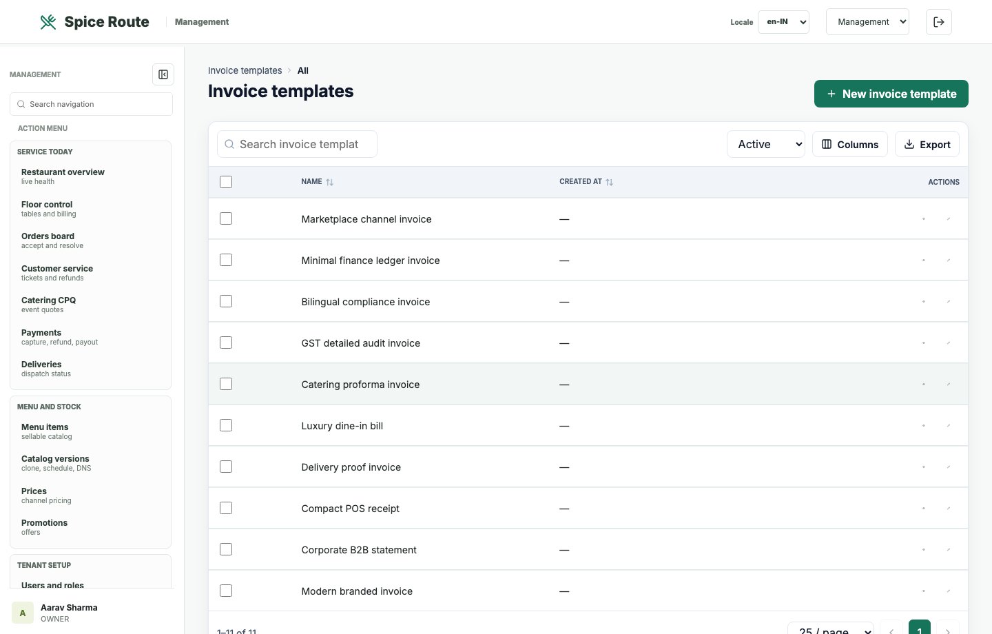 Restaurant 2050 Invoice templates