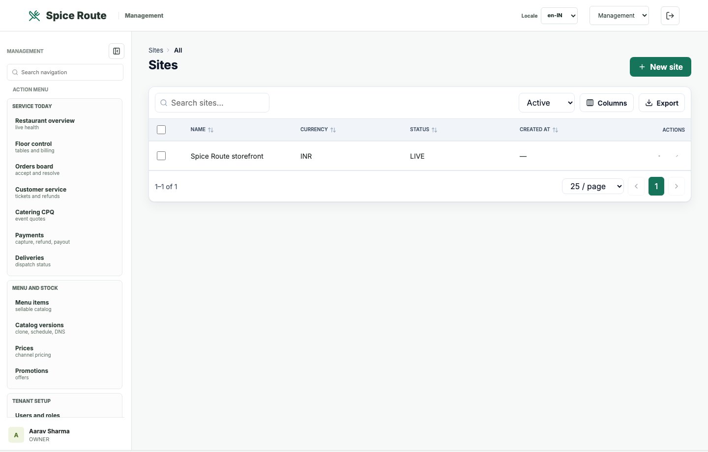 Restaurant 2050 Restaurant website controls