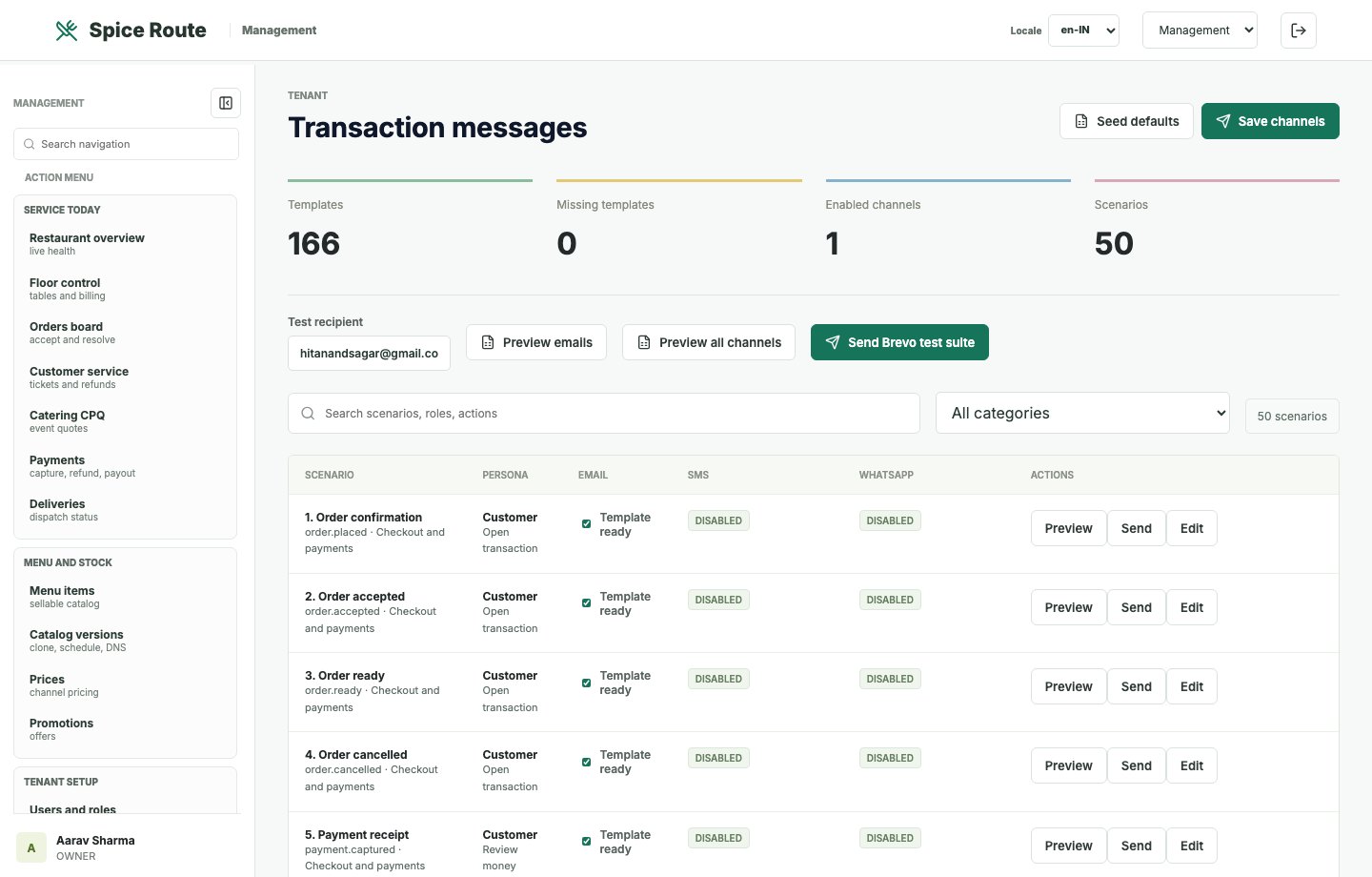Restaurant 2050 Transactional messaging center