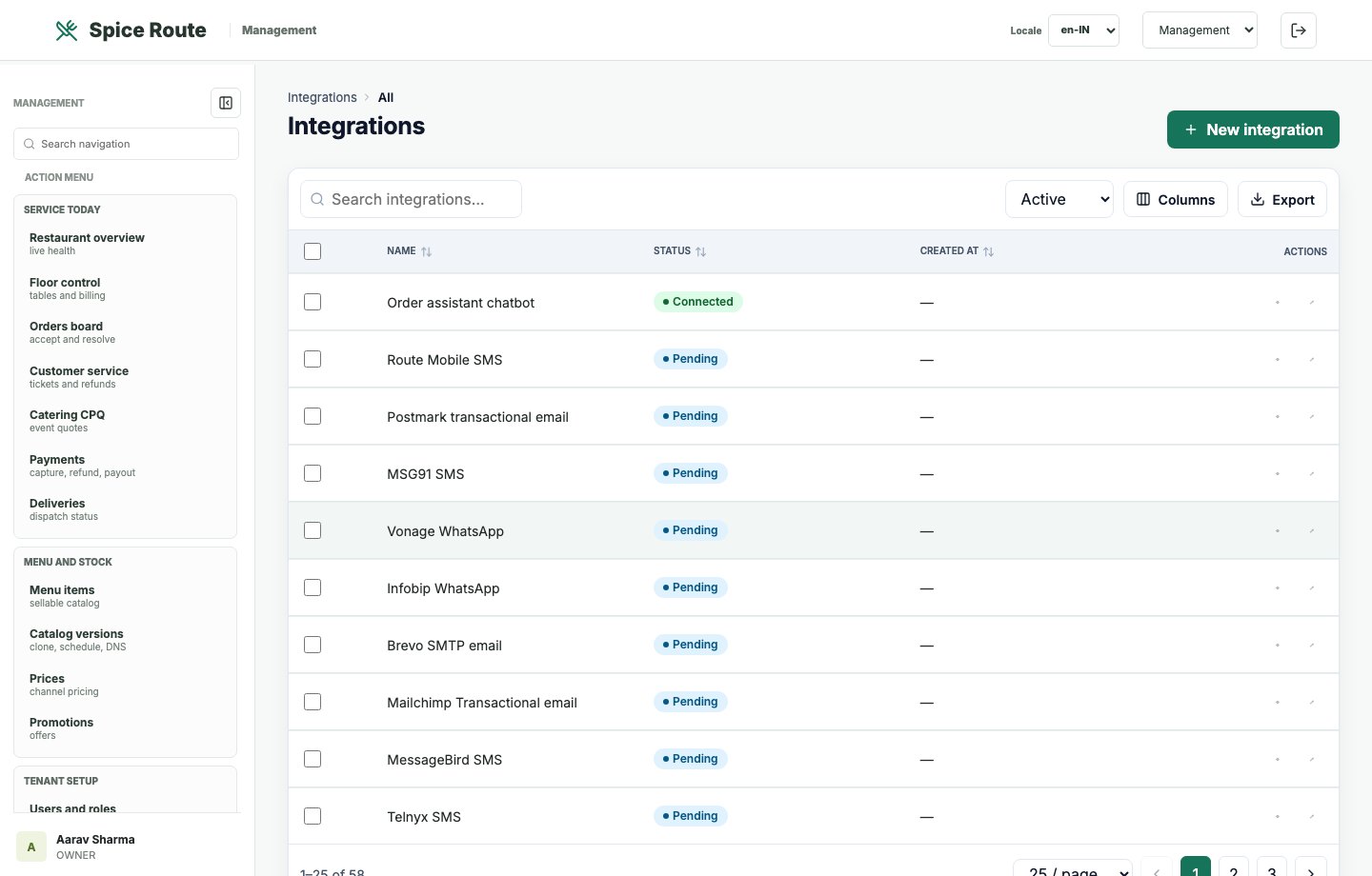 Restaurant 2050 Integration controls